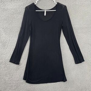 Mur Mur Top‎ Women S Black Casual Long Sleeve Roll Tab Scoop Neck Tunic